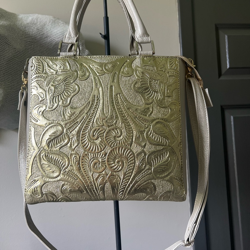 Elegant Gold Embossed Handbag